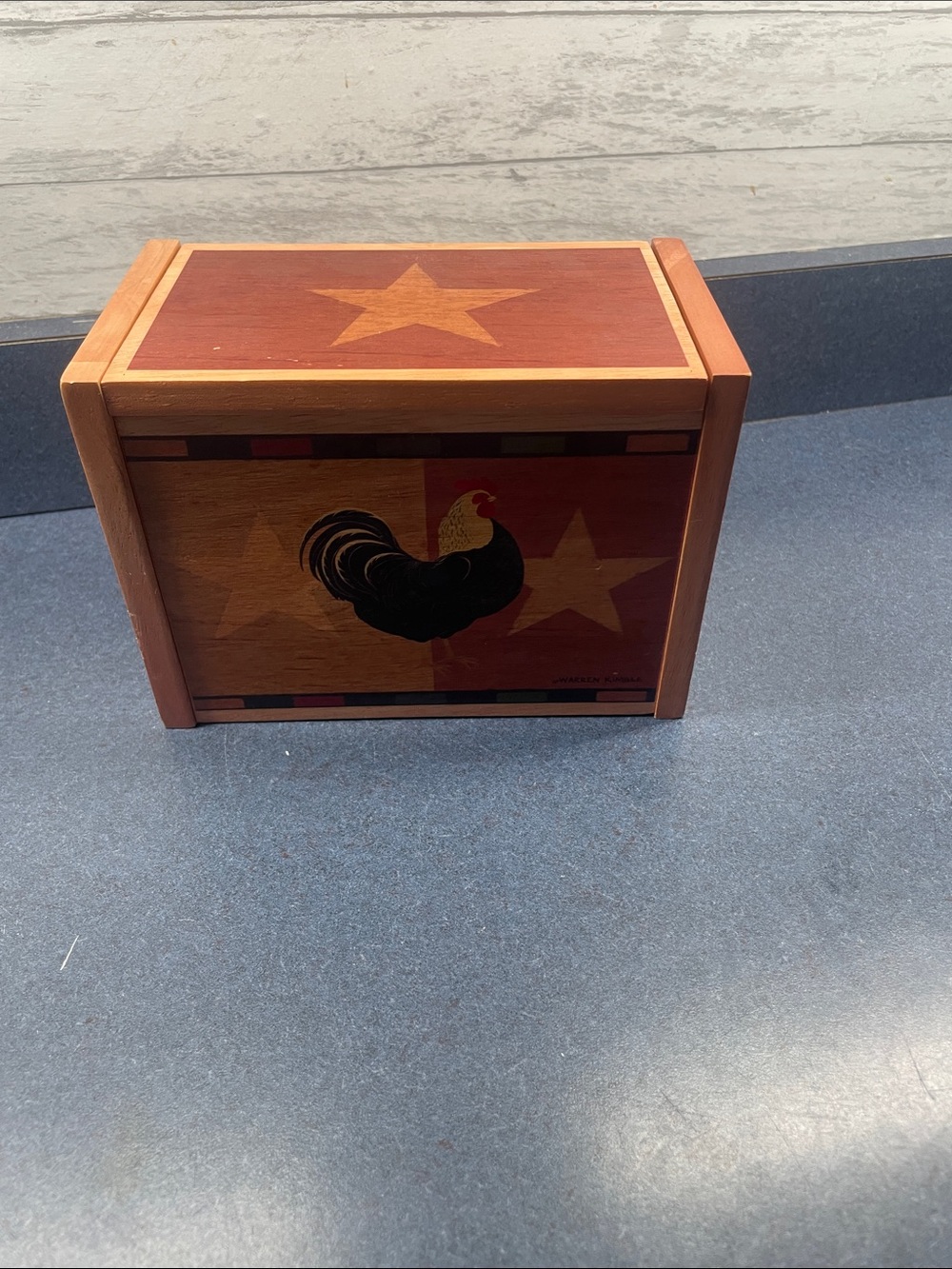 Miles kimbal as Wooden Rooster Decorative Box in Red and Brown recipe box